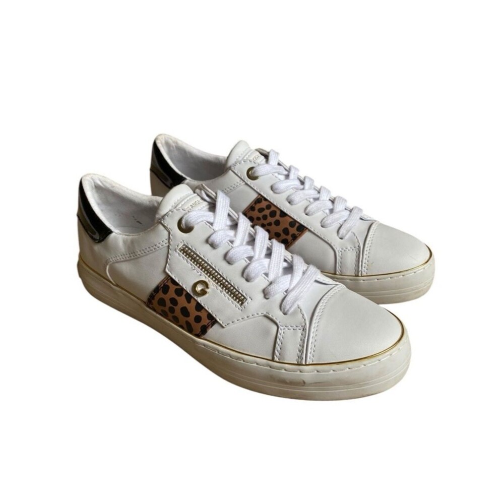 GBG Los Angeles Leopard Print Lace-up Sneakers Women's Size 10 White Y2K Retro